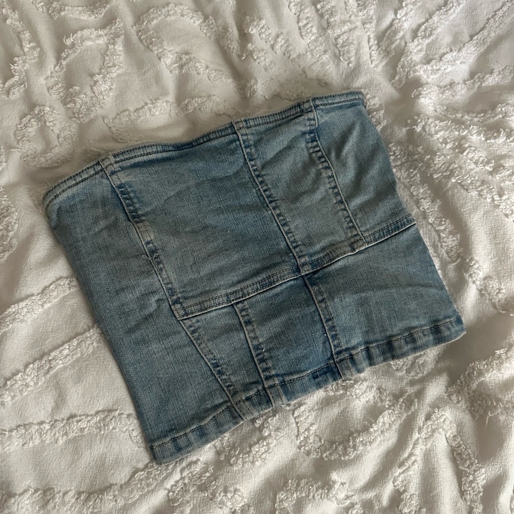 Zara Light Blue Denim Tube Top